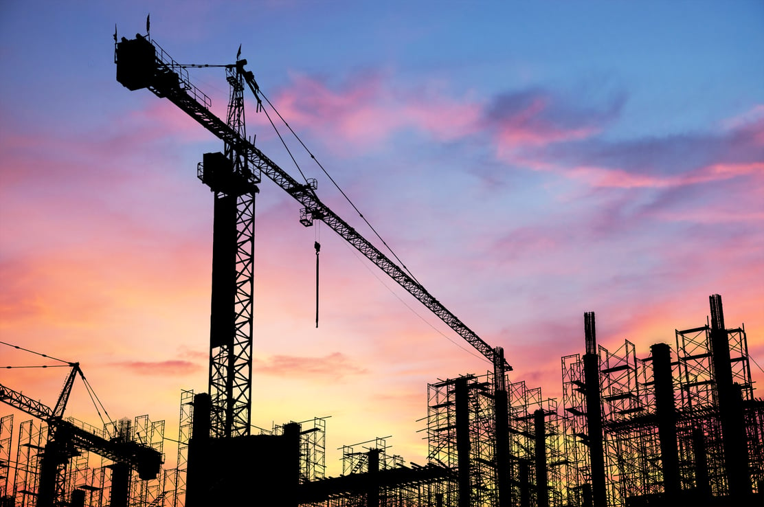 Scaffolding and Crane Sunrise